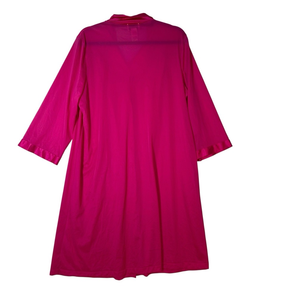 Vanity Fair Robe Womens‎ Size Large Dark Pink Nylon Made in USA Floral Motif - Picture 8 of 9